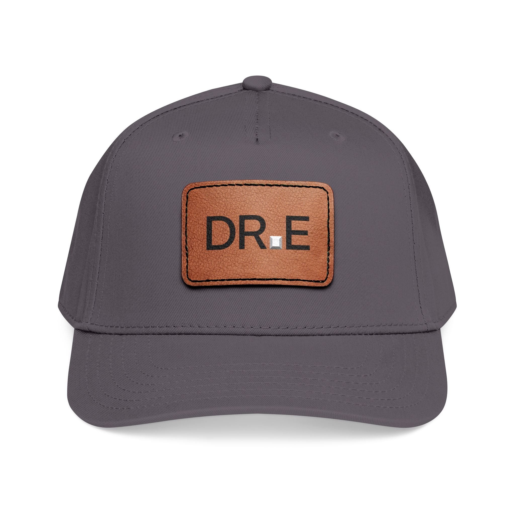 DR. E Logo Mid Profile Baseball Cap with Leather Patch (Rectangle)