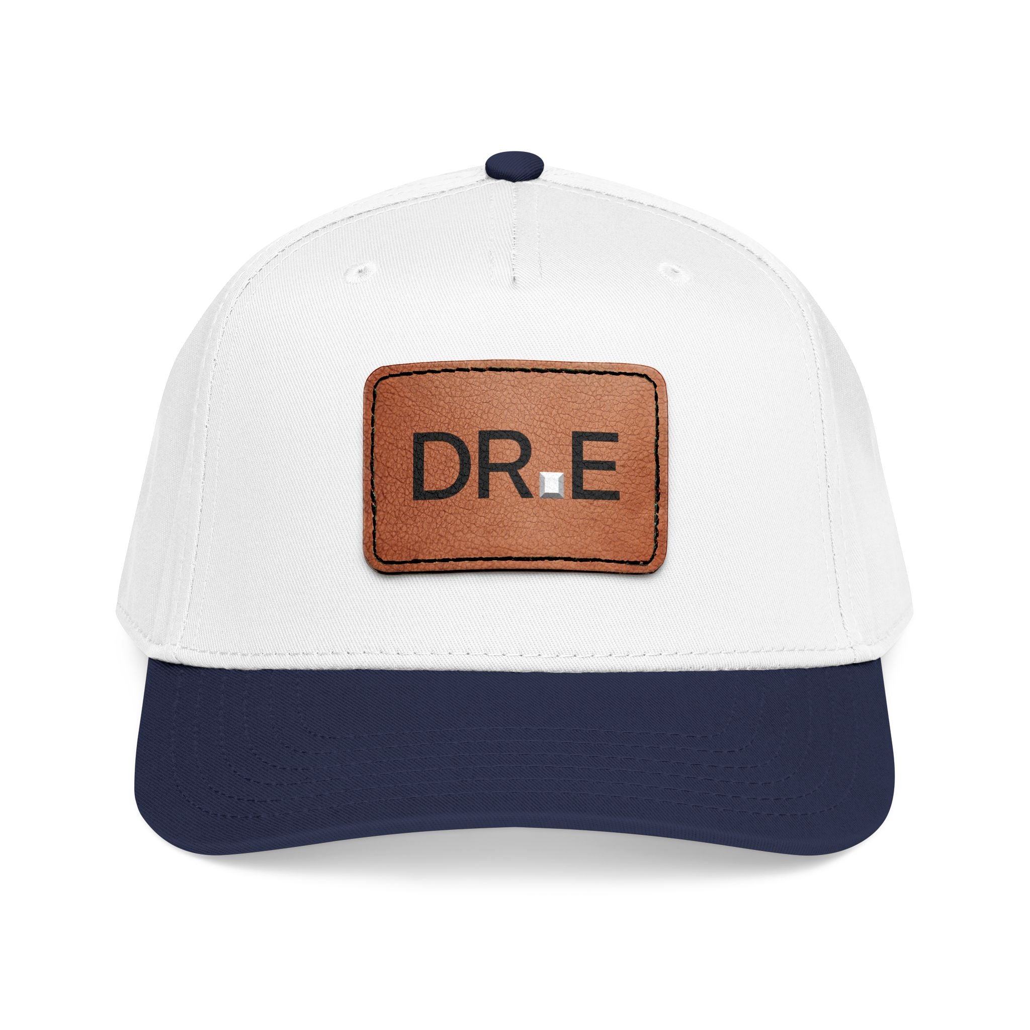 DR. E Logo Mid Profile Baseball Cap with Leather Patch (Rectangle)