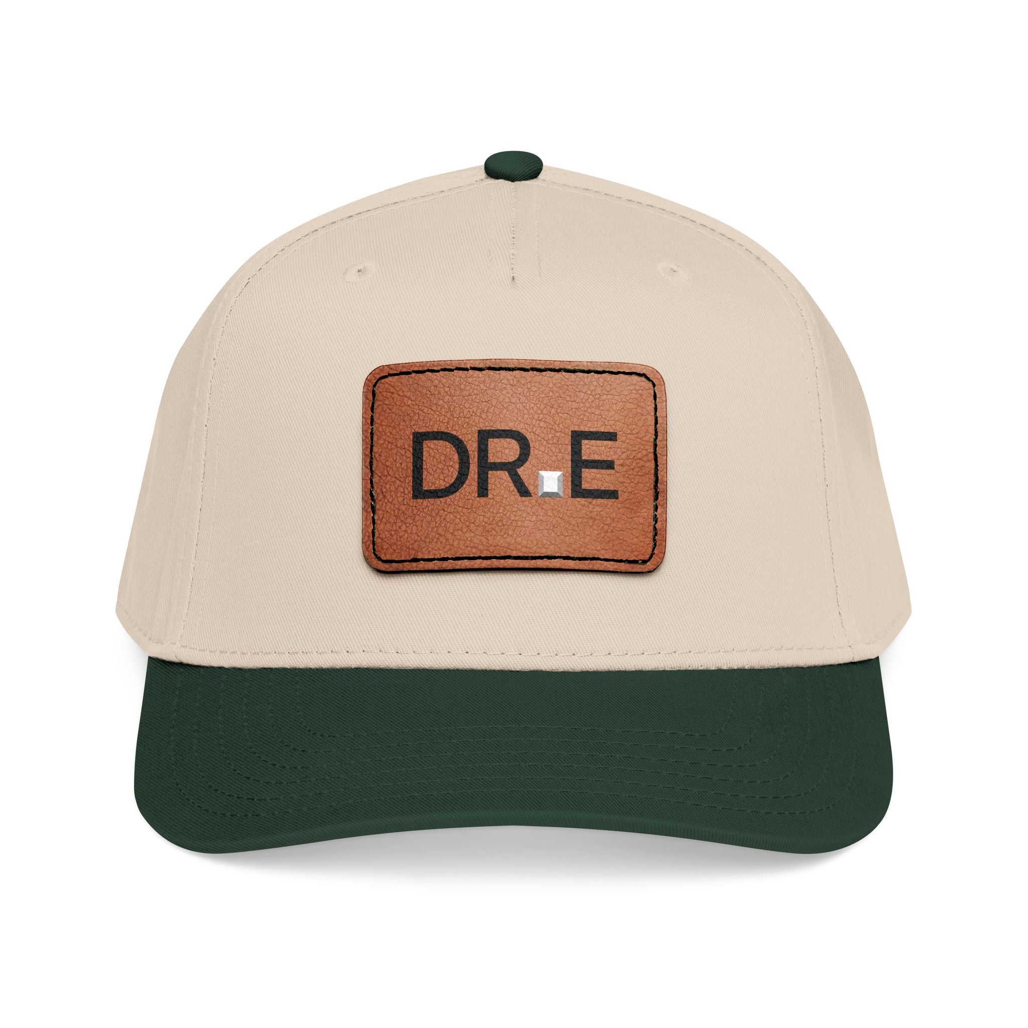 DR. E Logo Mid Profile Baseball Cap with Leather Patch (Rectangle)