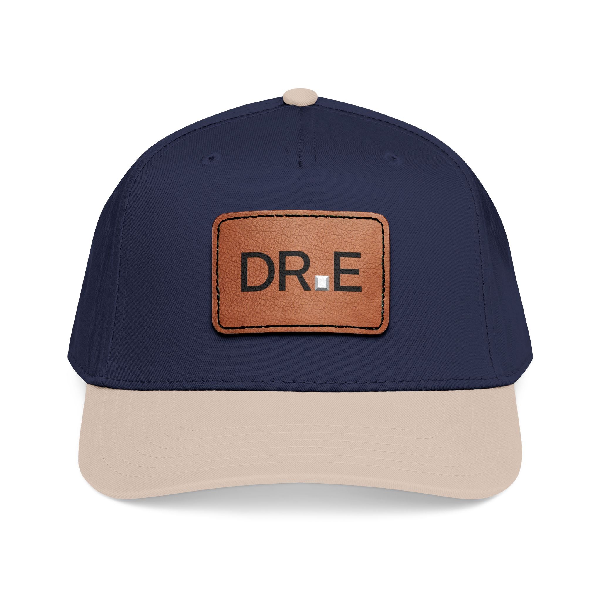 DR. E Logo Mid Profile Baseball Cap with Leather Patch (Rectangle)