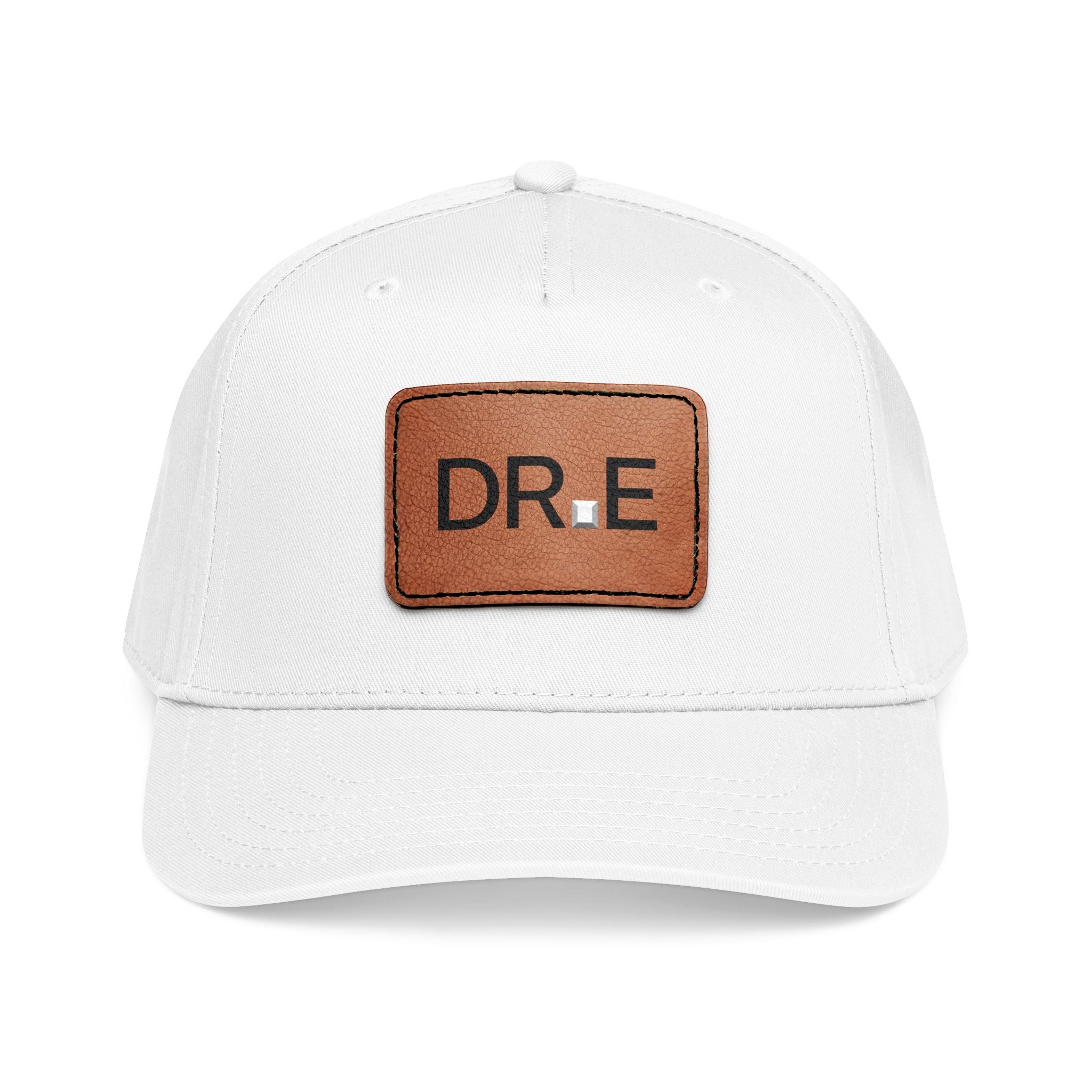 DR. E Logo Mid Profile Baseball Cap with Leather Patch (Rectangle)