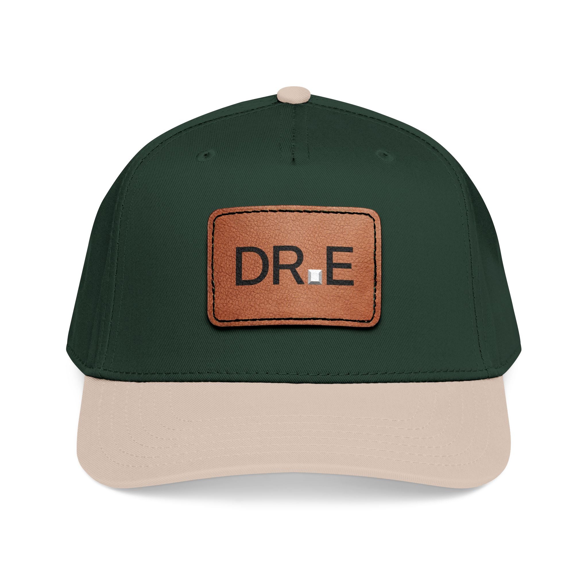 DR. E Logo Mid Profile Baseball Cap with Leather Patch (Rectangle)