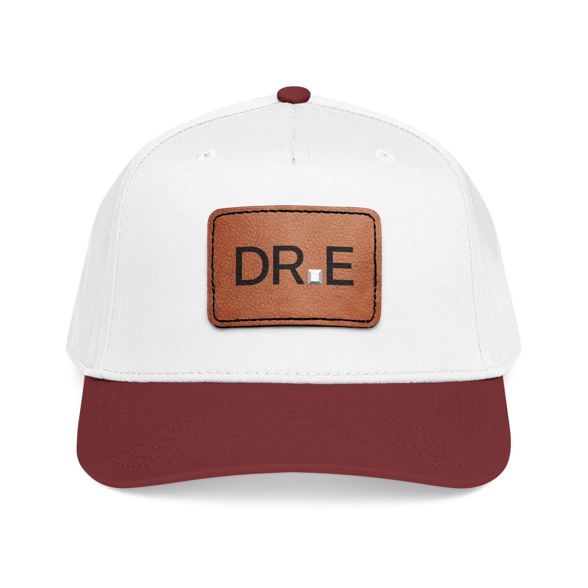DR. E Logo Mid Profile Baseball Cap with Leather Patch (Rectangle)