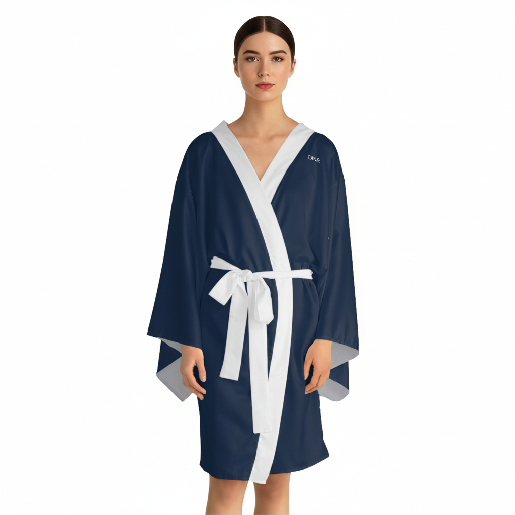 Women's Navy Kimono Robe — DR.E Relaxation Set, Scrub-Matched | Daily Recovery Essentials