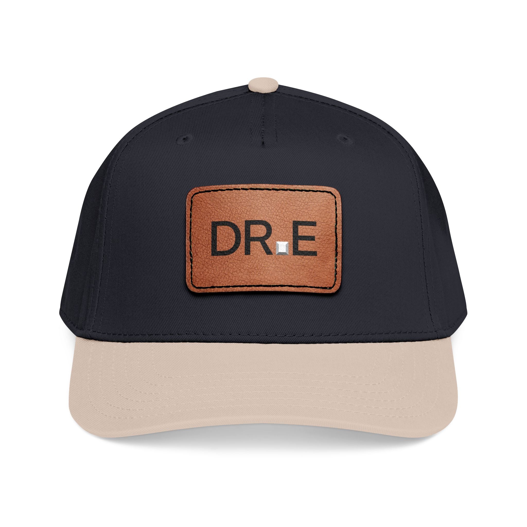 DR. E Logo Mid Profile Baseball Cap with Leather Patch (Rectangle)