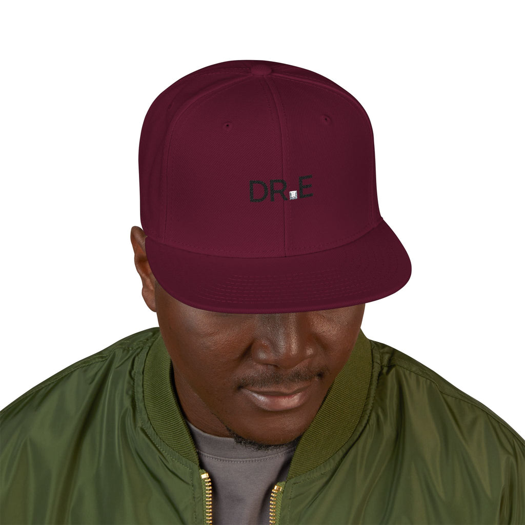 The Carbon Snapback — Embroidered DR.E Diamond Logo Flat-Front Cap | Daily Recovery Essentials