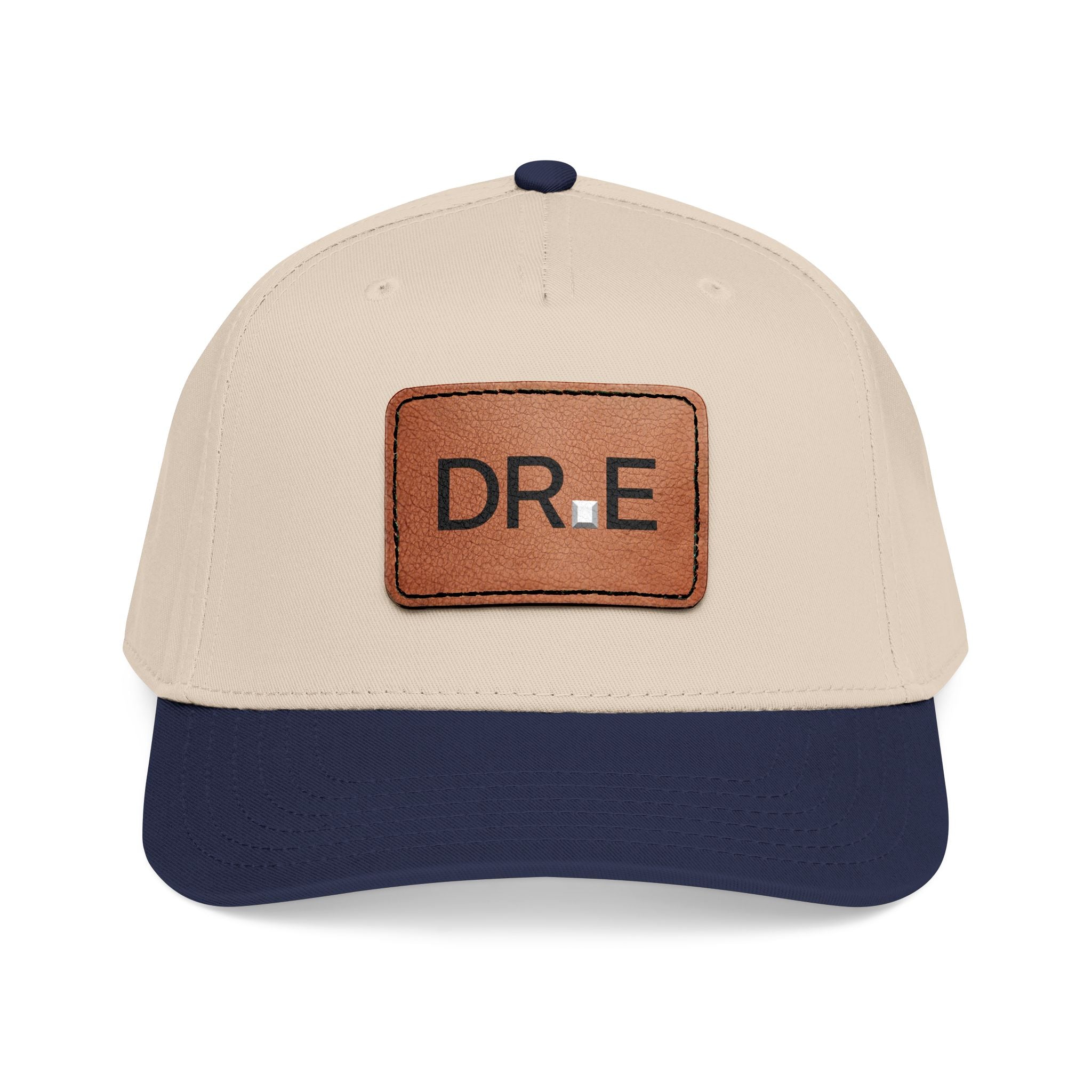 DR. E Logo Mid Profile Baseball Cap with Leather Patch (Rectangle)