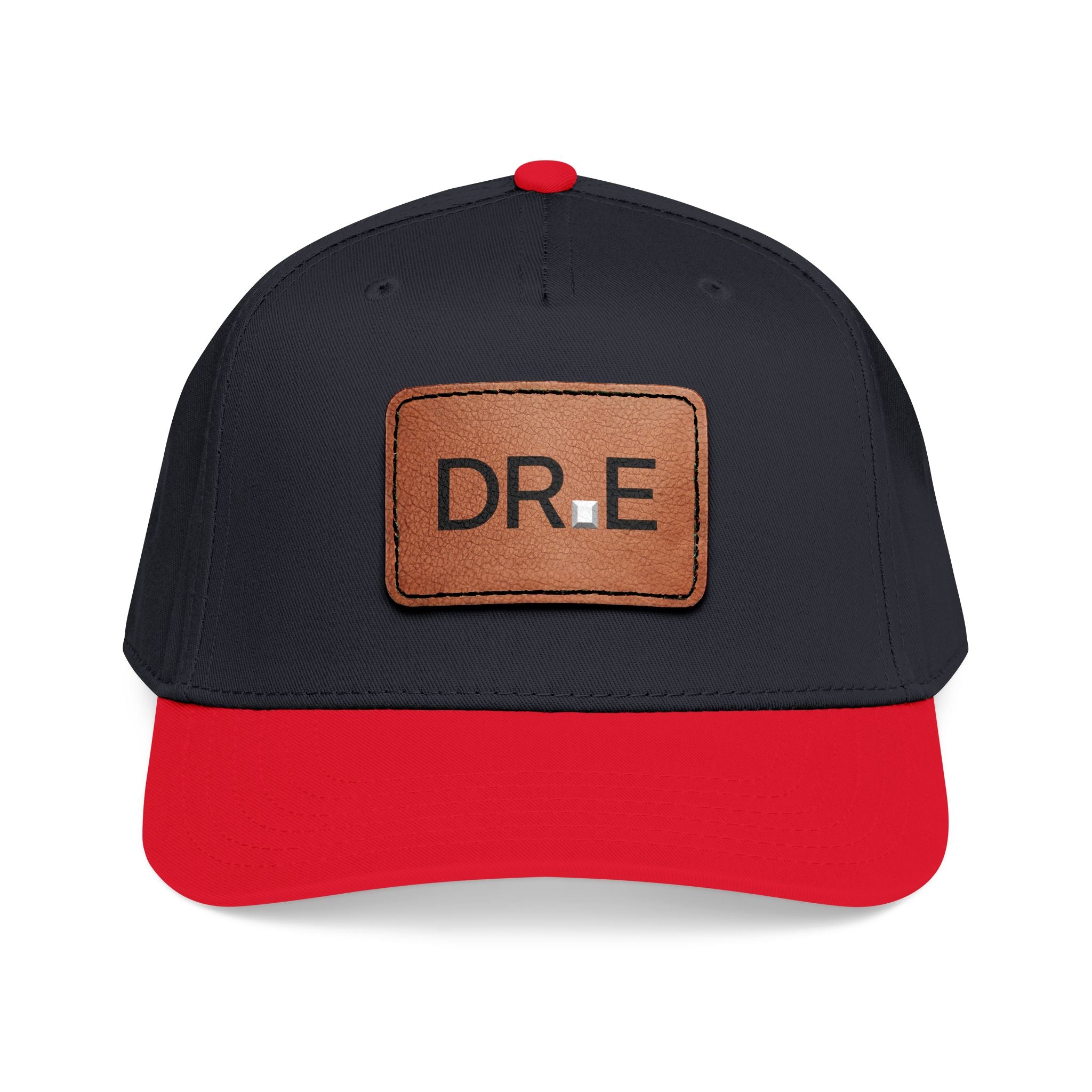 DR. E Logo Mid Profile Baseball Cap with Leather Patch (Rectangle)