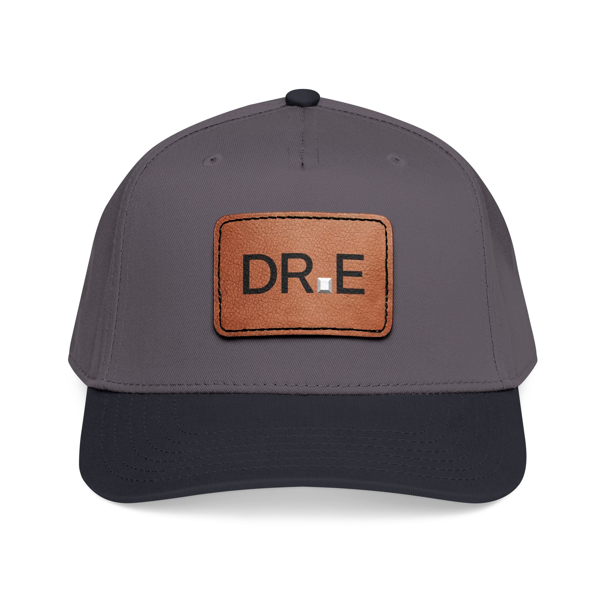 DR. E Logo Mid Profile Baseball Cap with Leather Patch (Rectangle)