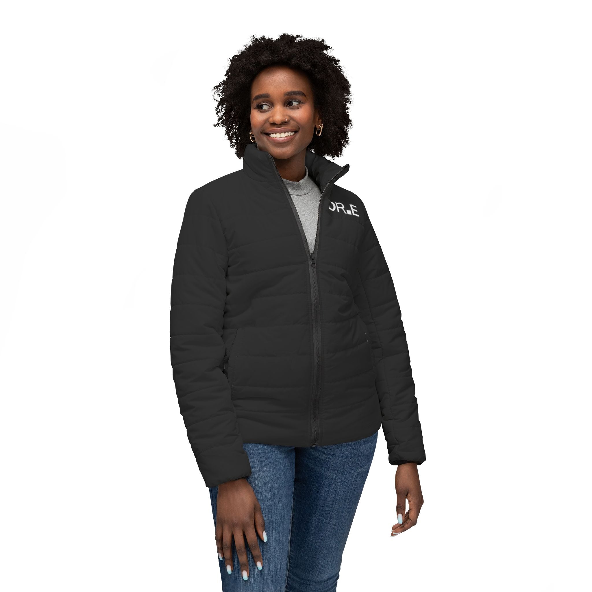 Women's Black Puffer Jacket — Scrub-Matched Winter Coat for Nurses & Healthcare Workers | DR.E Hibernation