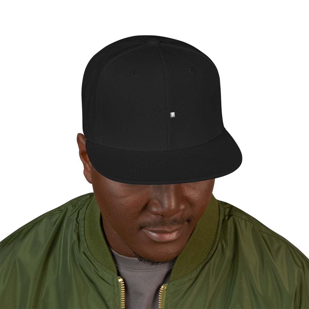 The Carbon Snapback — Embroidered DR.E Diamond Logo Flat-Front Cap | Daily Recovery Essentials