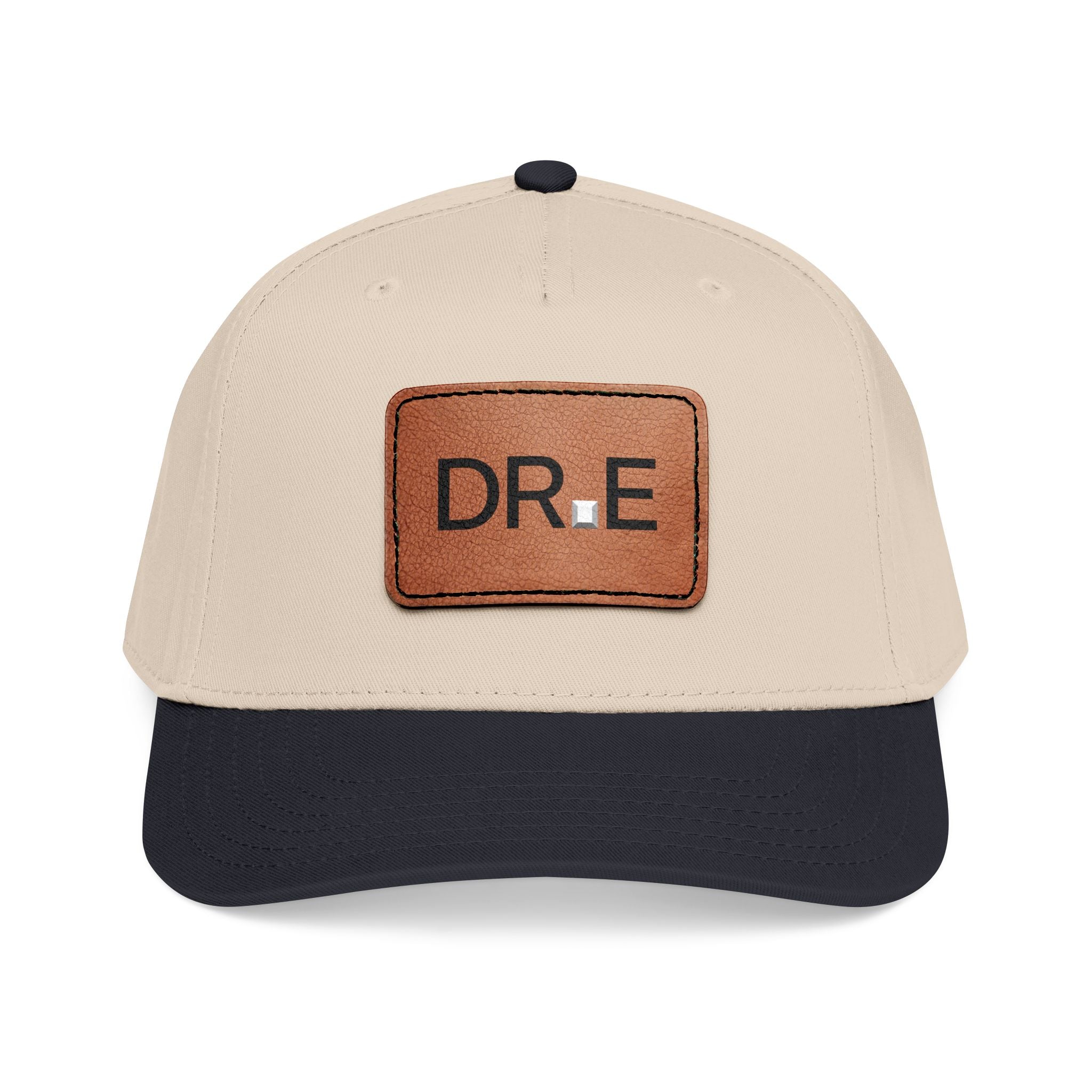 DR. E Logo Mid Profile Baseball Cap with Leather Patch (Rectangle)