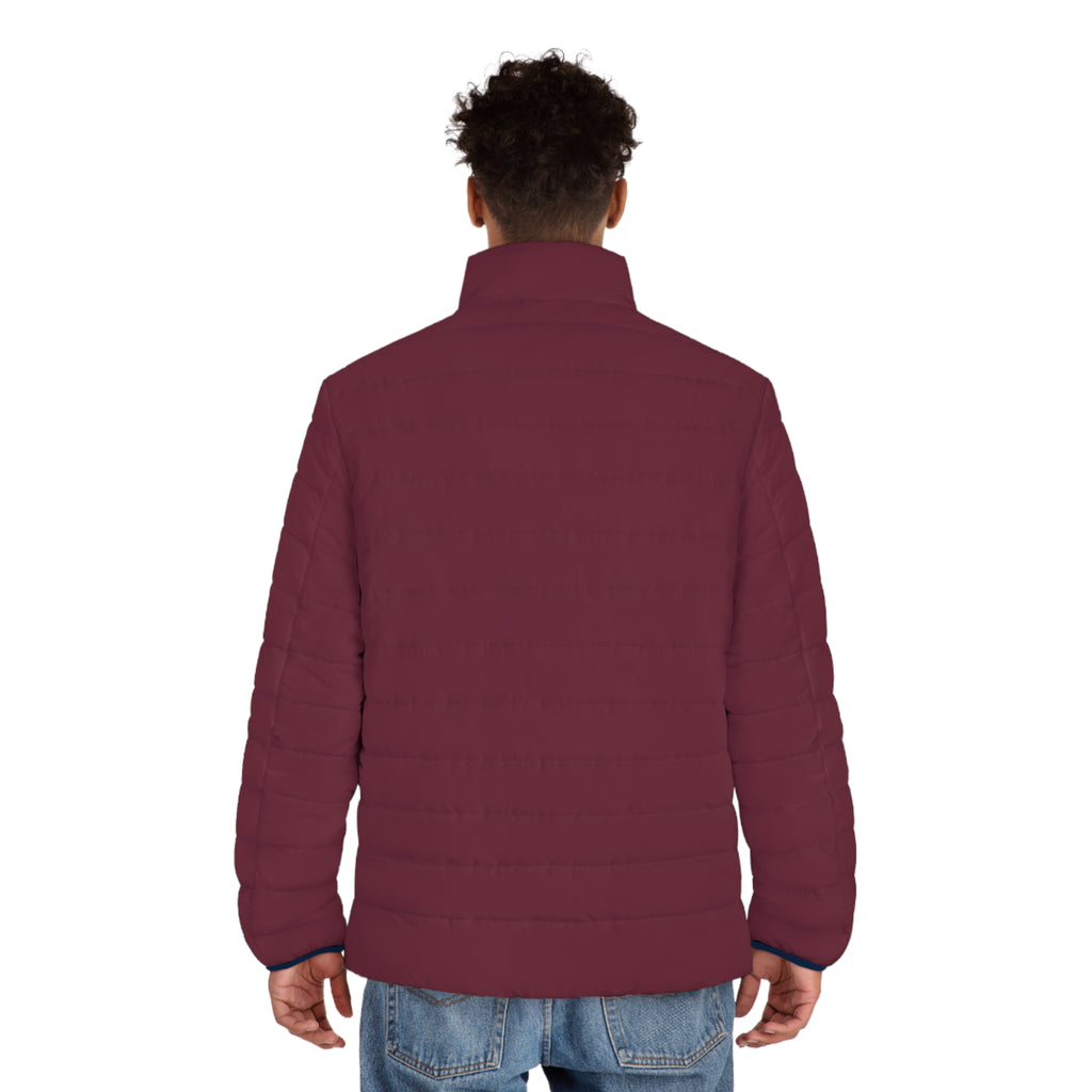 Men's Wine Burgundy Puffer Jacket — Scrub-Matched Winter Coat for Healthcare Workers | DR.E Hibernation