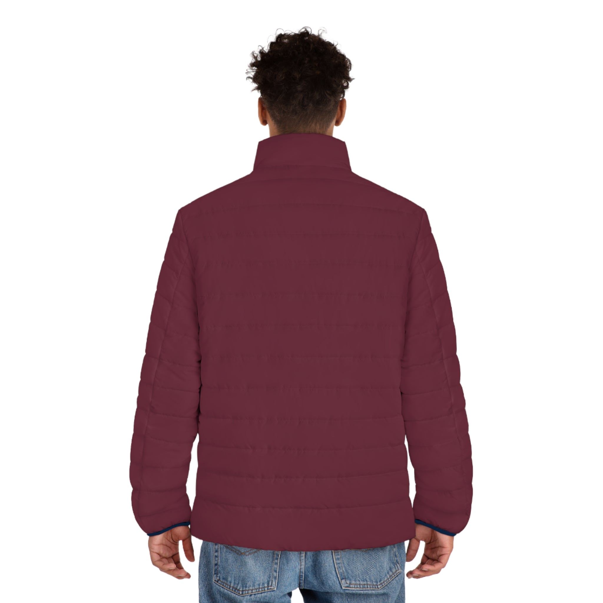 Men's Wine Burgundy Puffer Jacket — Scrub-Matched Winter Coat for Healthcare Workers | DR.E Hibernation