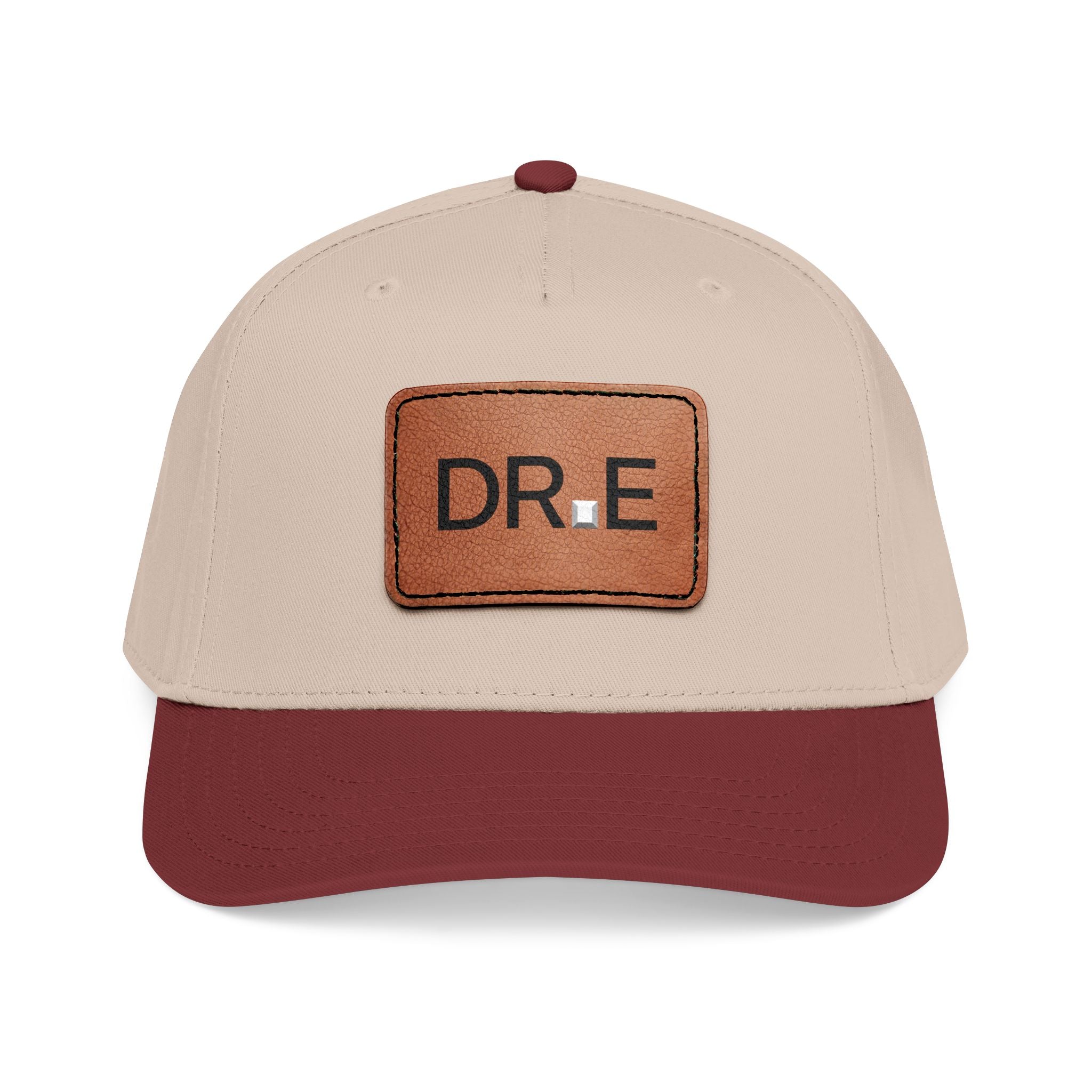DR. E Logo Mid Profile Baseball Cap with Leather Patch (Rectangle)