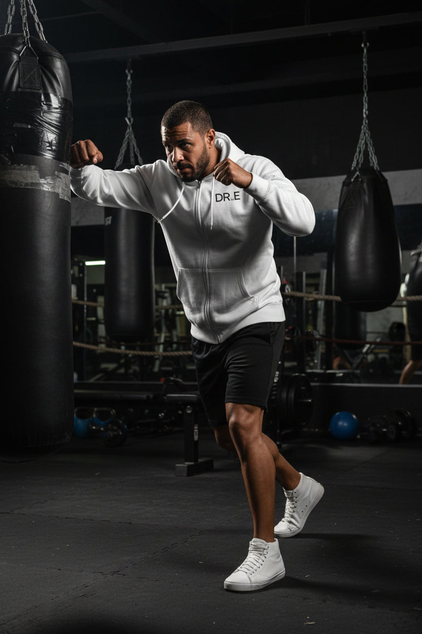 The Recovery Zip Hoodie — Premium DR.E Logo Full-Zip Hoodie in Scrub-Matched Colors | Daily Recovery Essentials