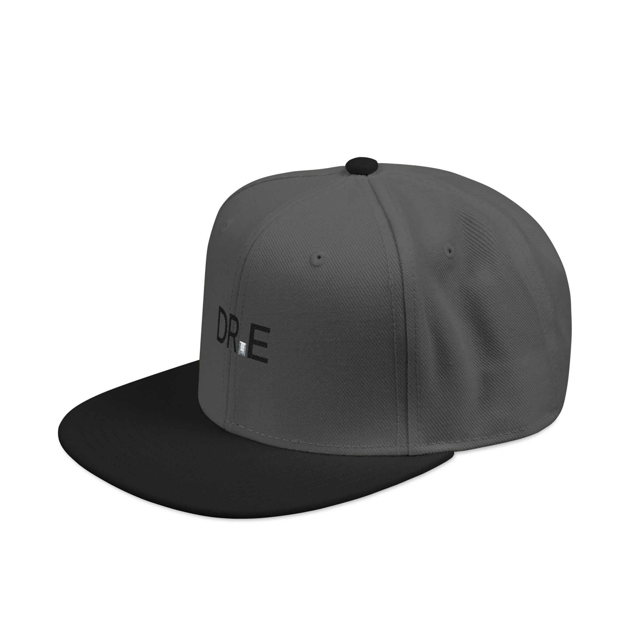 The Carbon Snapback — Embroidered DR.E Diamond Logo Flat-Front Cap | Daily Recovery Essentials