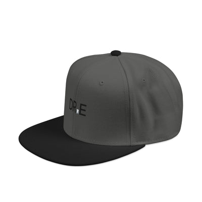 The Carbon Snapback — Embroidered DR.E Diamond Logo Flat-Front Cap | Daily Recovery Essentials