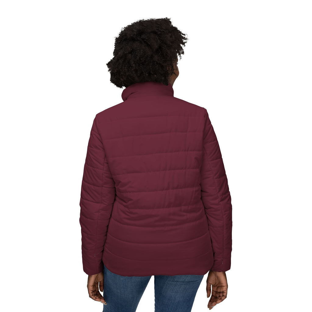 Women's Wine Burgundy Puffer Jacket — Scrub-Matched Winter Coat for Nurses & Healthcare Workers | DR.E Hibernation