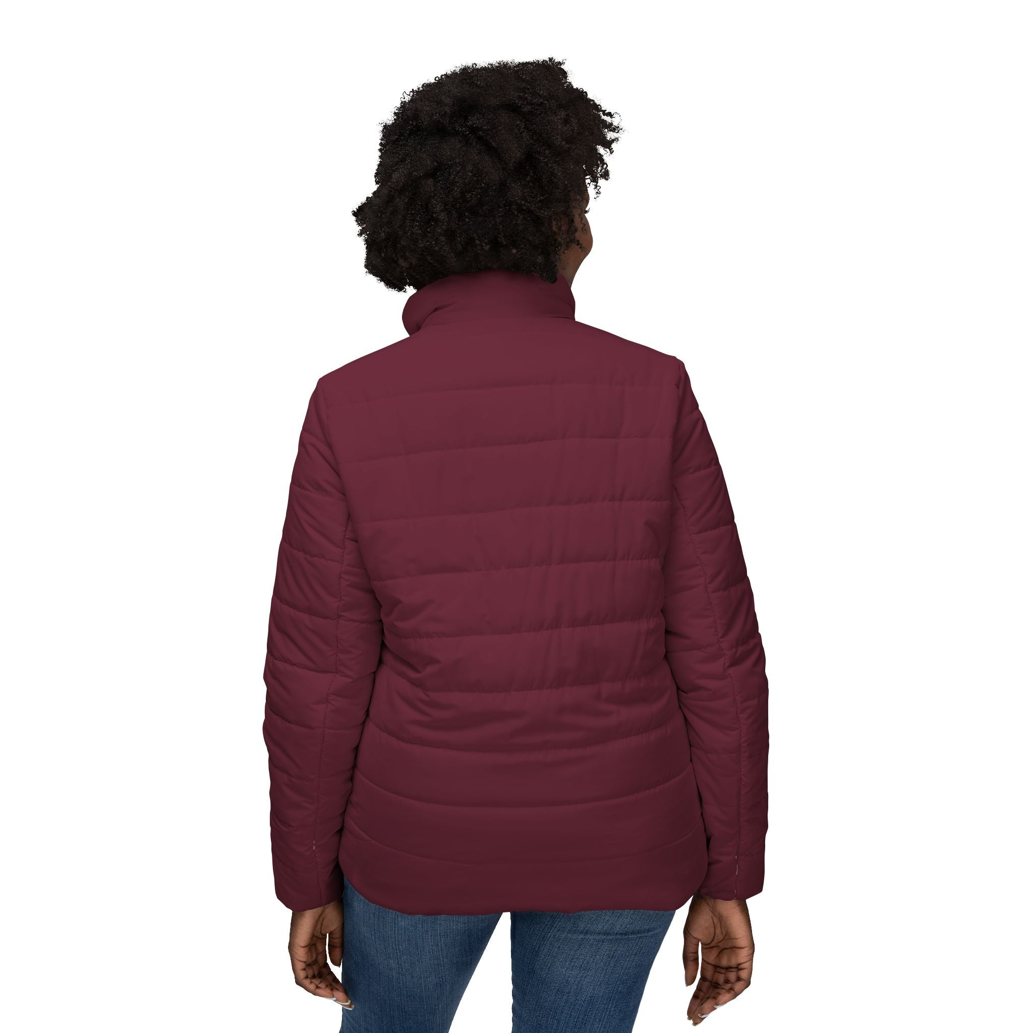 Women's Wine Burgundy Puffer Jacket — Scrub-Matched Winter Coat for Nurses & Healthcare Workers | DR.E Hibernation