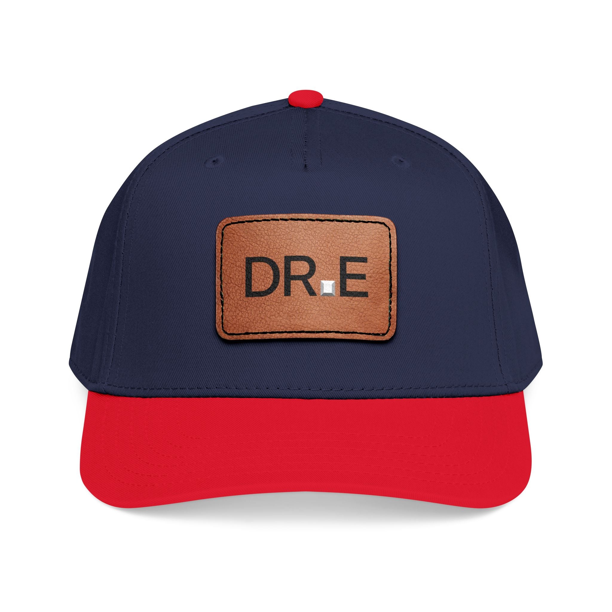 DR. E Logo Mid Profile Baseball Cap with Leather Patch (Rectangle)