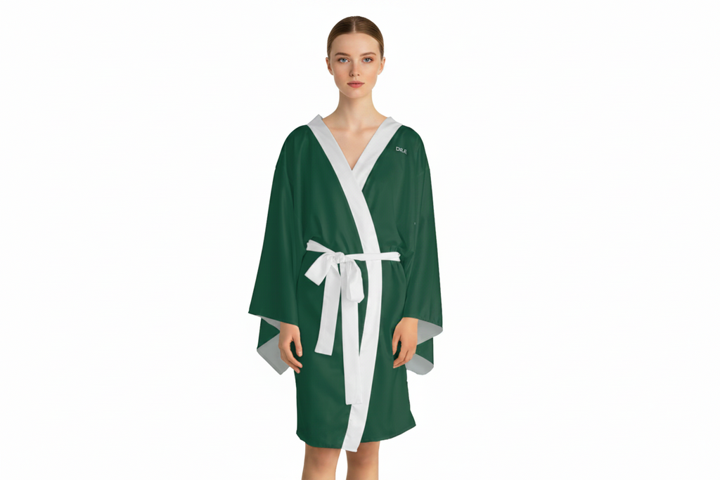 Women's Hunter Green Kimono Robe — DR.E Relaxation Set, Scrub-Matched | Daily Recovery Essentials