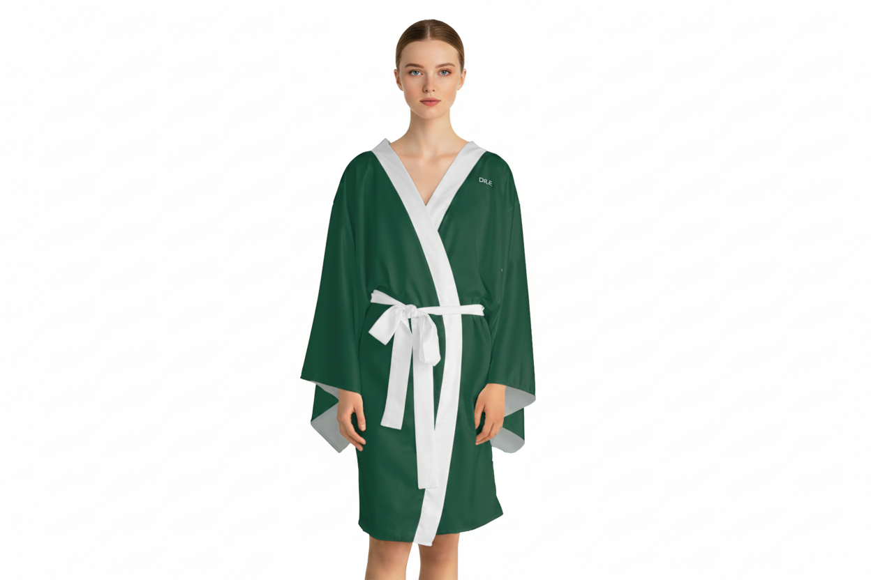 Women's Hunter Green Kimono Robe — DR.E Relaxation Set, Scrub-Matched | Daily Recovery Essentials