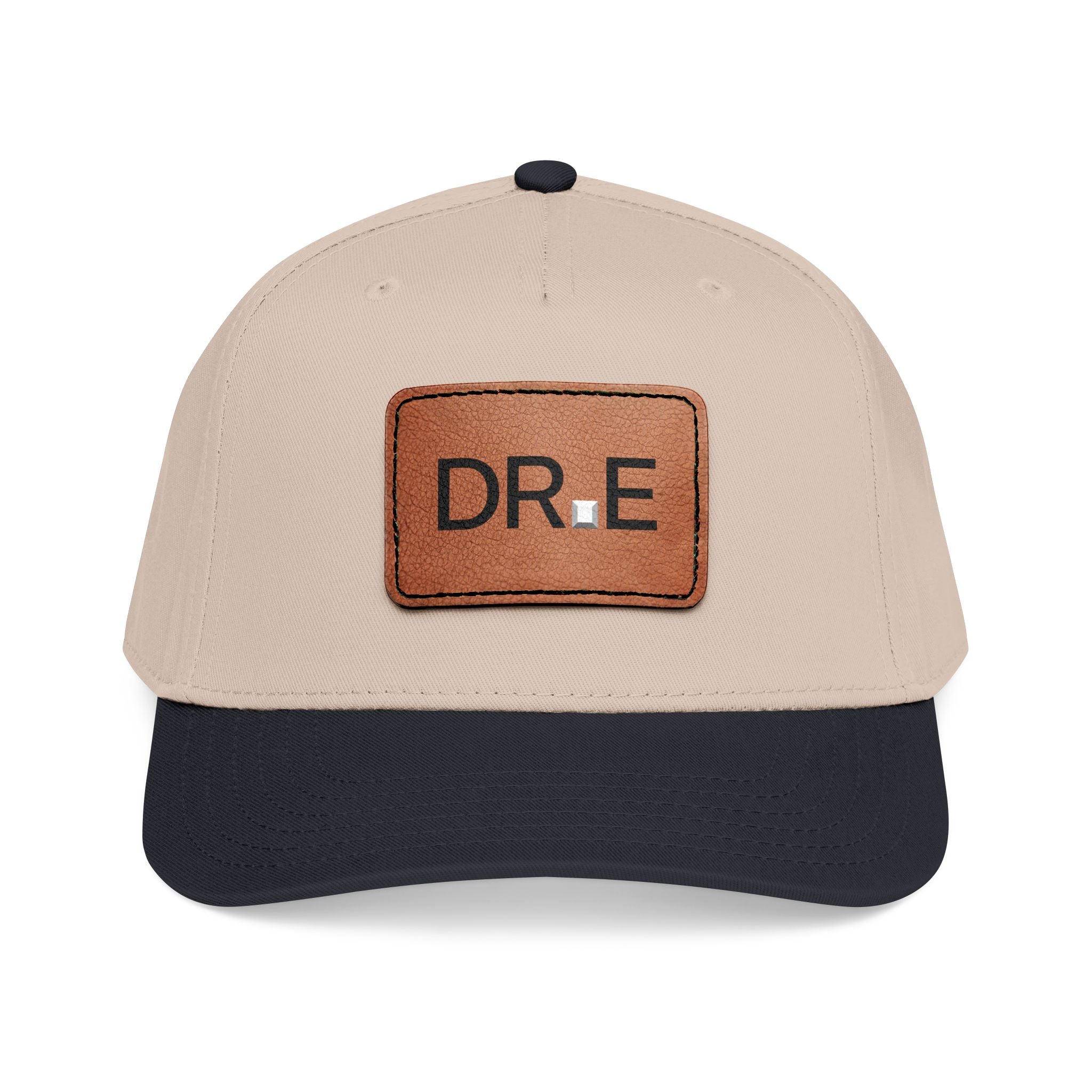 DR. E Logo Mid Profile Baseball Cap with Leather Patch (Rectangle)