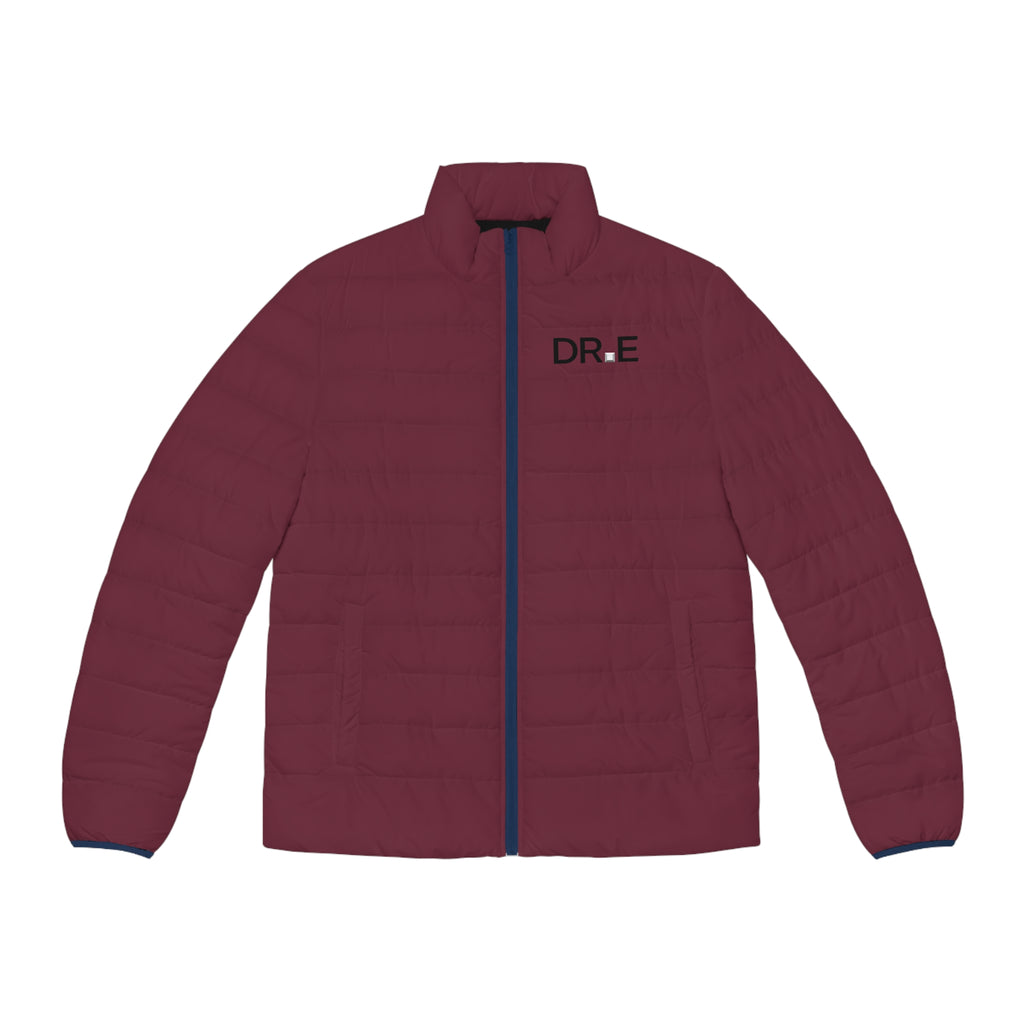 Men's Wine Burgundy Puffer Jacket — Scrub-Matched Winter Coat for Healthcare Workers | DR.E Hibernation