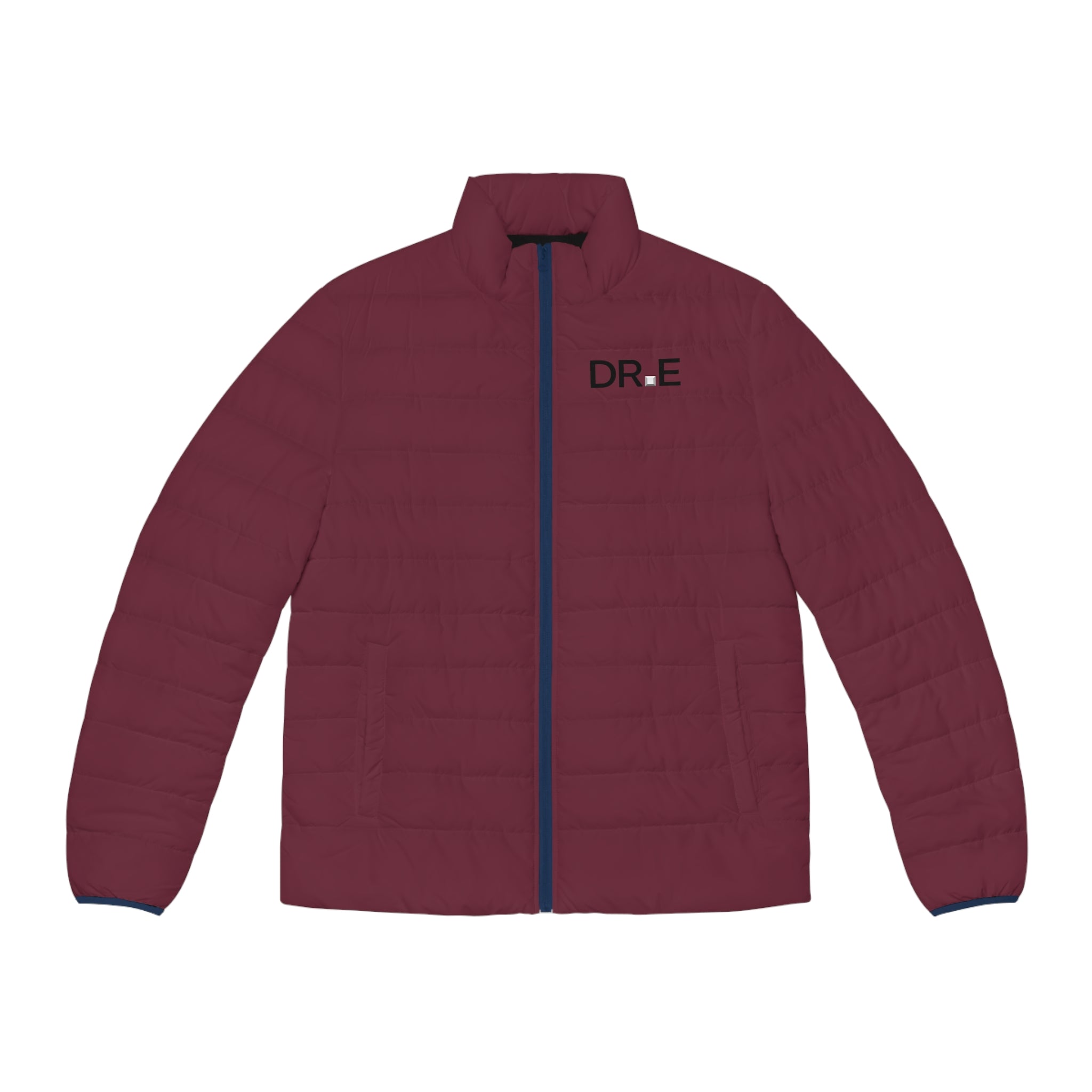 Men's Wine Burgundy Puffer Jacket — Scrub-Matched Winter Coat for Healthcare Workers | DR.E Hibernation