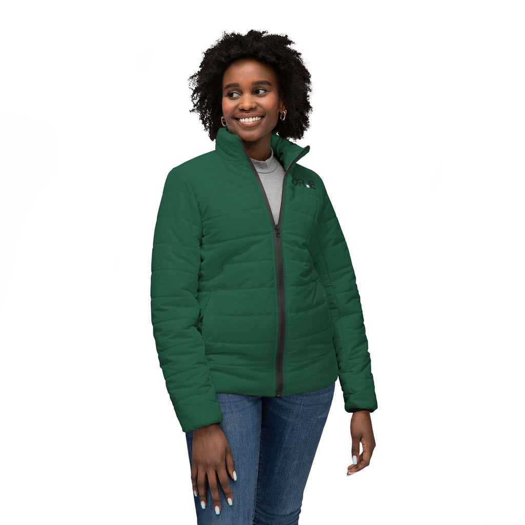 Women's Hunter Green Puffer Jacket — Scrub-Matched Winter Coat for Nurses & Healthcare Workers | DR.E Hibernation
