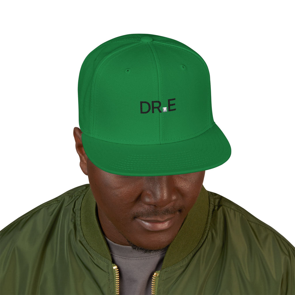 The Carbon Snapback — Embroidered DR.E Diamond Logo Flat-Front Cap | Daily Recovery Essentials