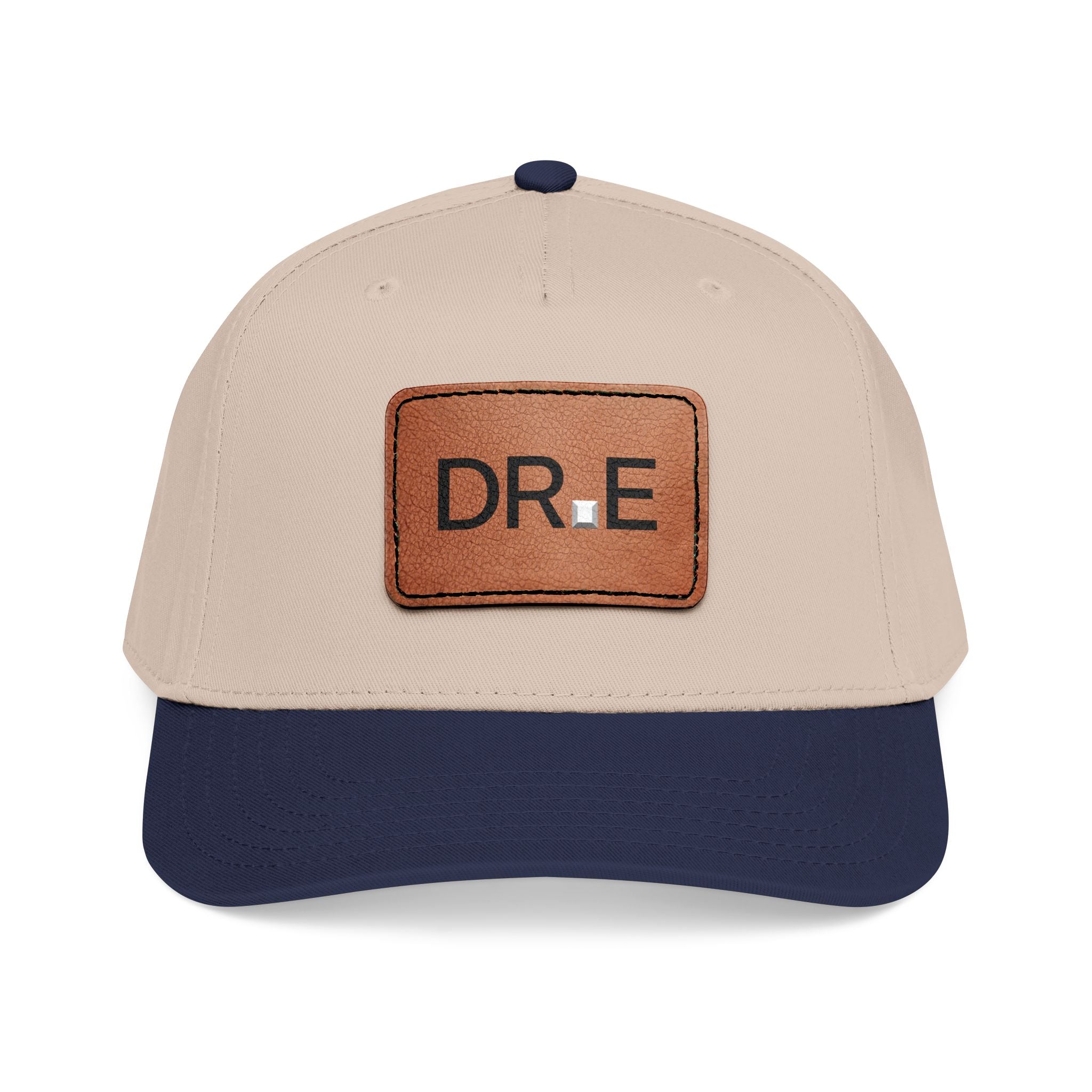 DR. E Logo Mid Profile Baseball Cap with Leather Patch (Rectangle)