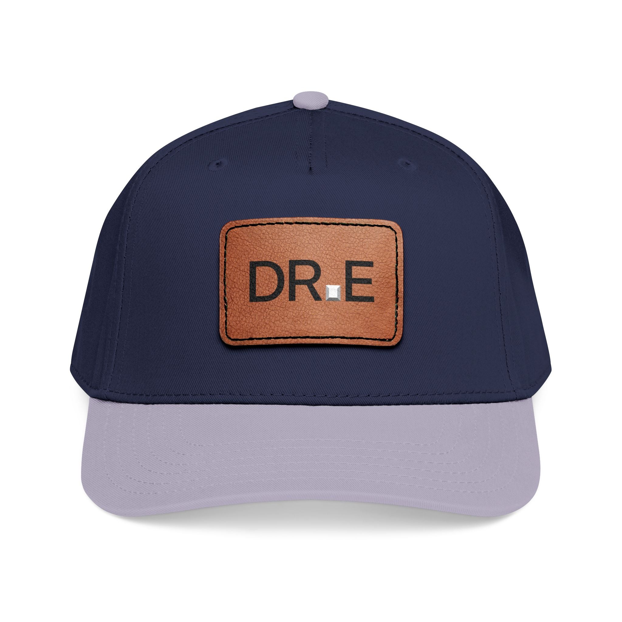 DR. E Logo Mid Profile Baseball Cap with Leather Patch (Rectangle)