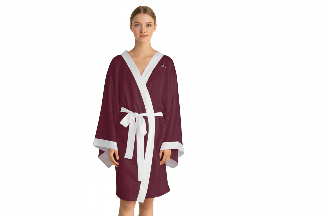 Women's Wine Kimono Robe — DR.E Relaxation Set, Scrub-Matched | Daily Recovery Essentials