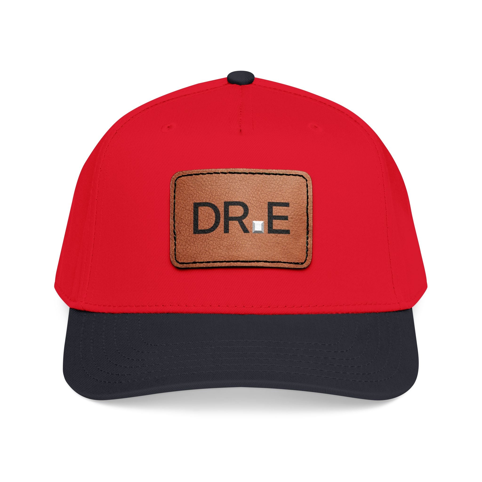 DR. E Logo Mid Profile Baseball Cap with Leather Patch (Rectangle)