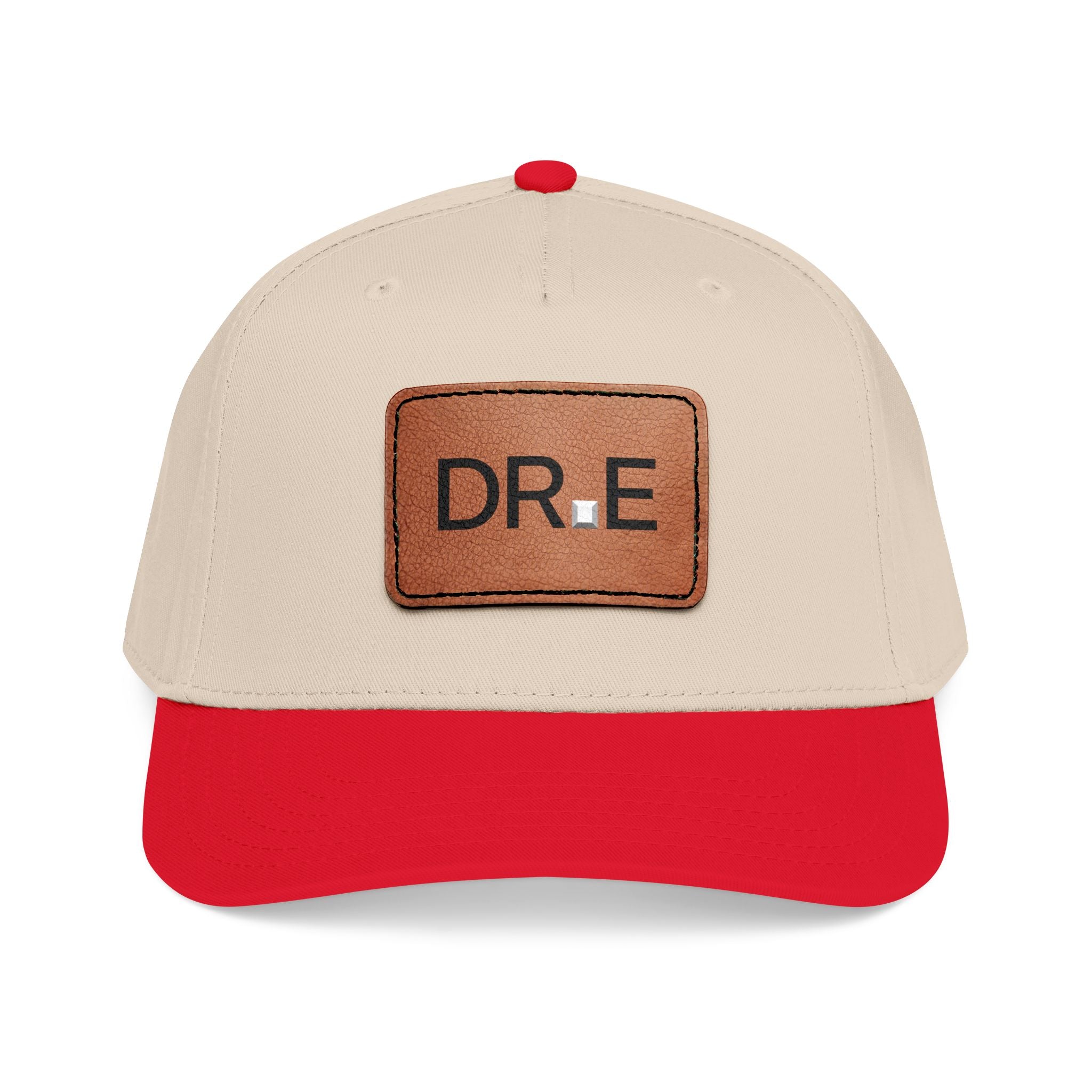 DR. E Logo Mid Profile Baseball Cap with Leather Patch (Rectangle)