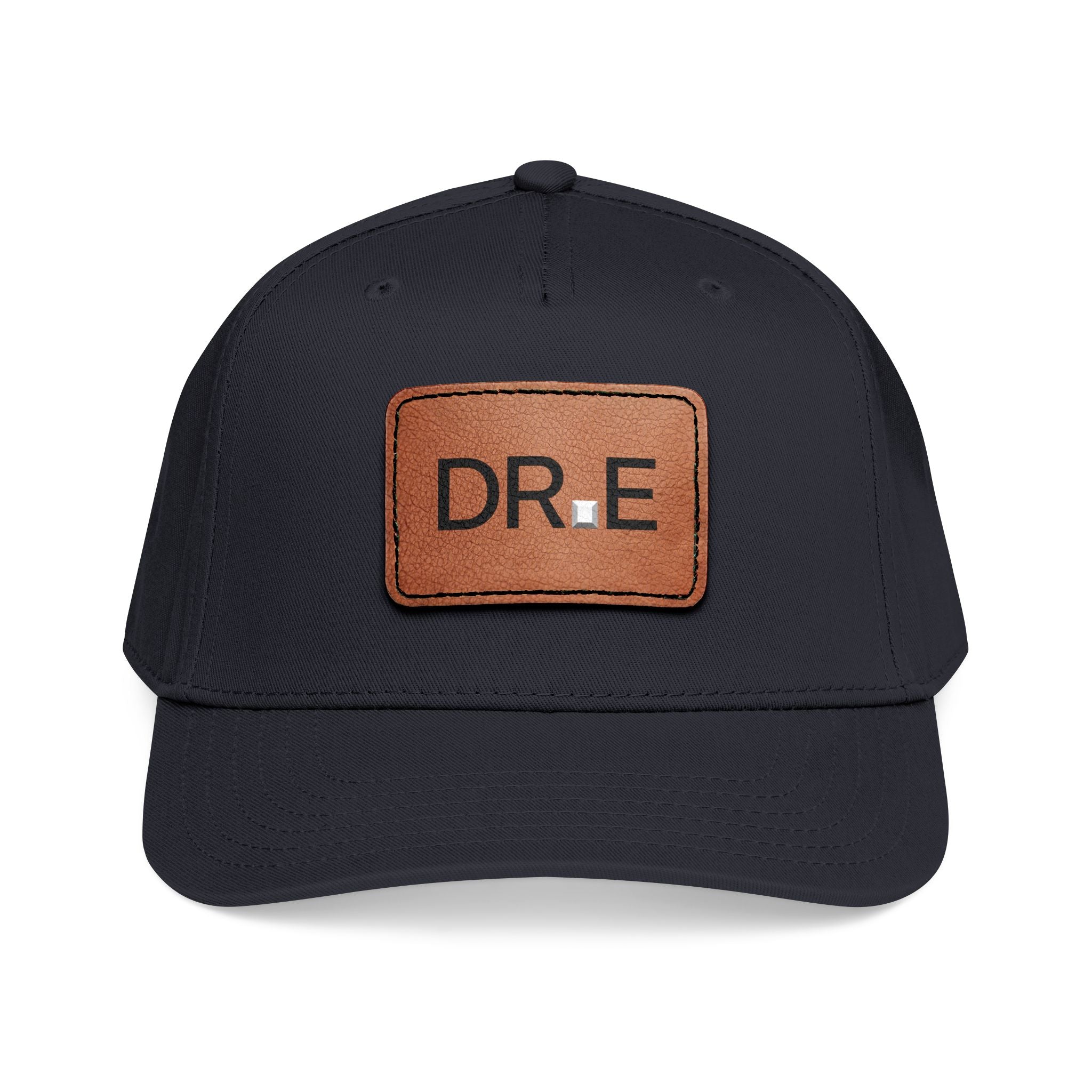 DR. E Logo Mid Profile Baseball Cap with Leather Patch (Rectangle)